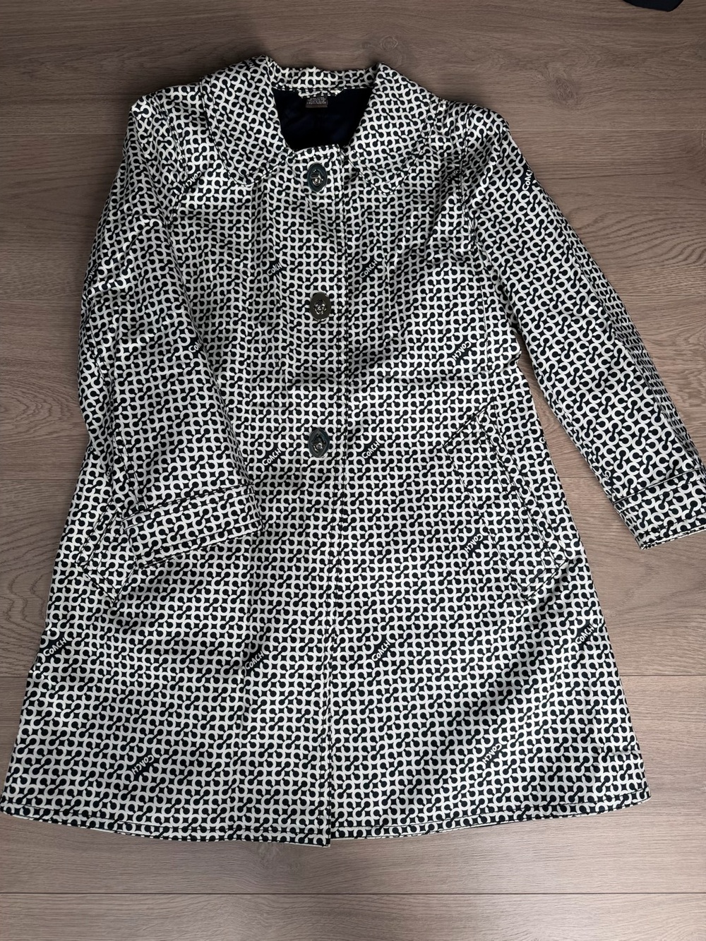Coach Black & White Patterned Trench Coat